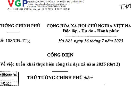 Chỉ đạo mới của Thủ tướng Chính phủ về công tác đặc xá năm 2025 (đợt 2) theo Công điện 108/CĐ-TTg