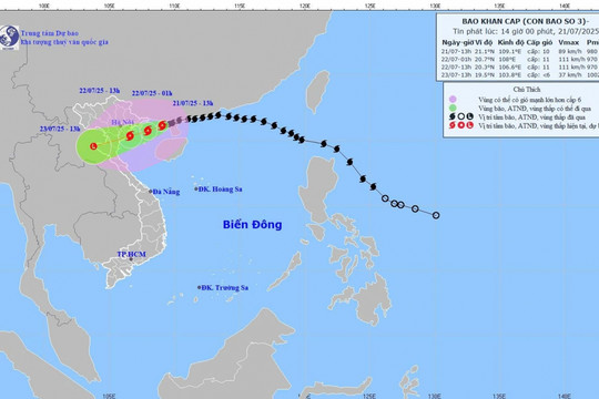 Bão số 3 giật cấp 12, cách Quảng Ninh 120km