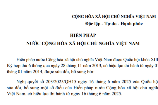 Đã có Văn bản hợp nhất Hiến pháp nước Cộng hòa xã hội chủ nghĩa Việt Nam năm 2025