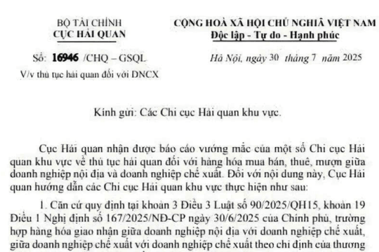 Công văn 16946: Hướng dẫn thủ tục hải quan đối với doanh nghiệp chế xuất