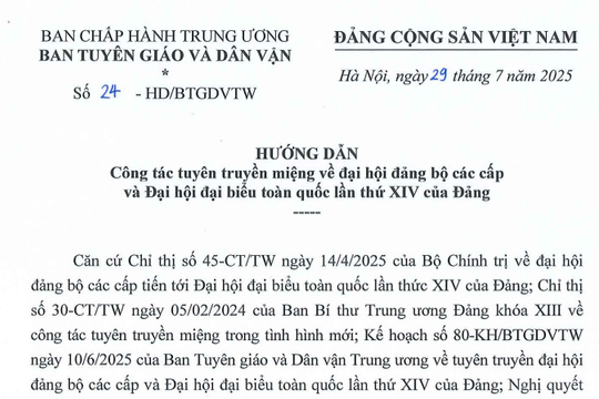 Đã có Hướng dẫn 24-HD/BTGDVTW tuyên truyền về đại hội đảng bộ các cấp