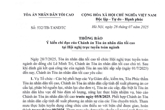 Thông báo: Hoàn thành tuyển dụng công chức Tòa án trong tháng 9 năm 2025 (tham mưu)