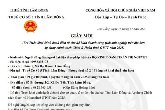 Cảnh báo thủ đoạn giả mạo giấy mời của cơ quan thuế