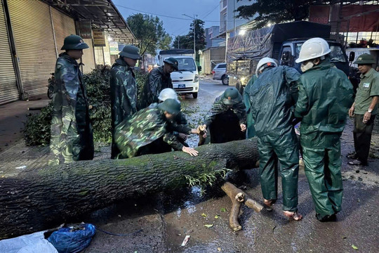 Phòng thủ khu vực 1 - Đức Trọng hỗ trợ khắc phục hậu quả sau mưa lớn