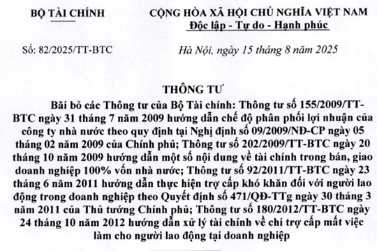 Đã có Thông tư 82/2025/TT-BTC bãi bỏ các Thông tư về tài chính doanh nghiệp