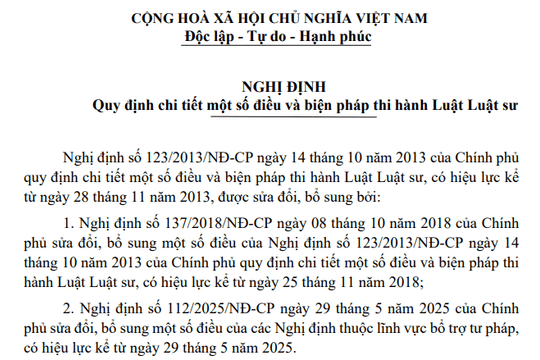Đã có VBHN Nghị định hướng dẫn Luật Luật sư mới nhất