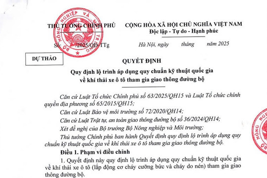Cập nhật dự thảo Quyết định lộ trình áp dụng quy chuẩn kỹ thuật về khí thải xe ô tô tham gia giao thông đường bộ