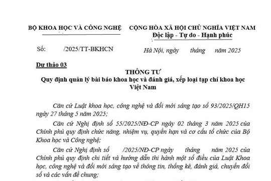 Cập nhật dự thảo Thông tư quy định quản lý bài báo khoa học và đánh giá, xếp loại tạp chí khoa học Việt Nam
