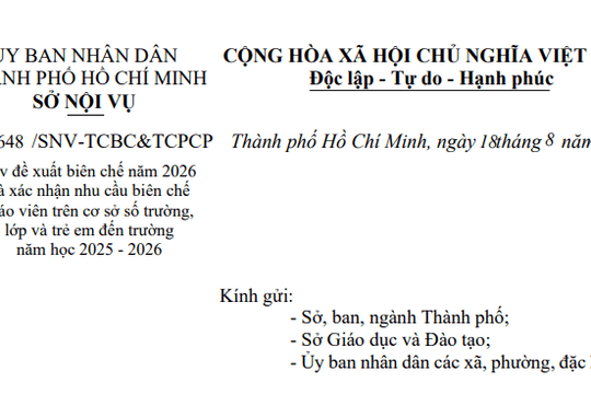 Công văn 2648: Chỉ đạo mới về biên chế giáo viên năm học 2025-2026 tại TPHCM