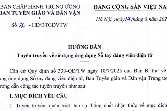 Đã có Hướng dẫn 26-HD/BTGDVTW tuyên truyền về sử dụng ứng dụng Sổ tay đảng viên điện tử