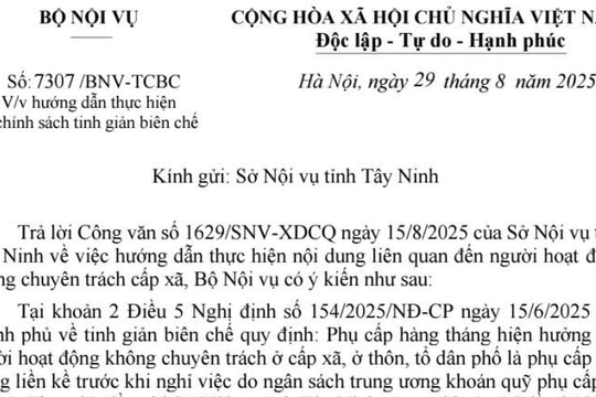 Đã có toàn văn Công văn 7307/BNV-TCBC hướng dẫn thực hiện chính sách tinh giản biên chế
