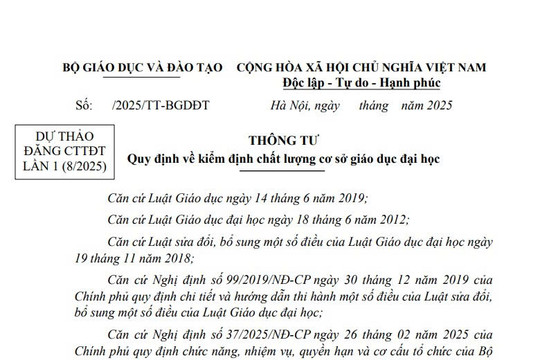 Cập nhật dự thảo Thông tư quy định về kiểm định chất lượng cơ sở giáo dục đại học