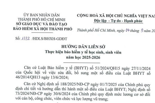 Hướng dẫn thu BHYT học sinh sinh viên năm học 2025-2026 tại các trường học trên địa bàn TPHCM