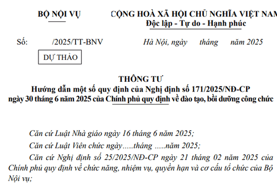 Đã có dự thảo Thông tư hướng dẫn Nghị định 171/2025 về đào tạo bồi dưỡng công chức
