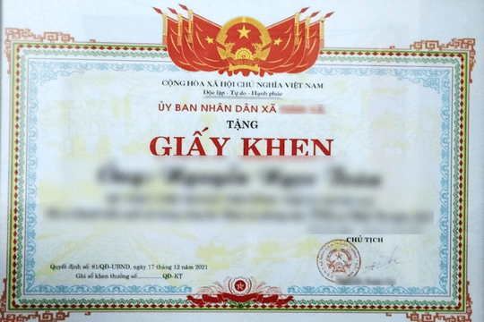 Mức tiền thưởng Giấy khen của Chủ tịch UBND cấp xã mới nhất