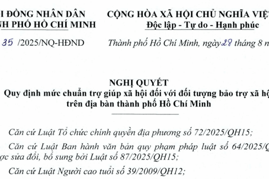 Toàn văn Nghị quyết 35/2025/NQ-HĐND về mức chuẩn trợ giúp xã hội trên địa bàn TP.HCM