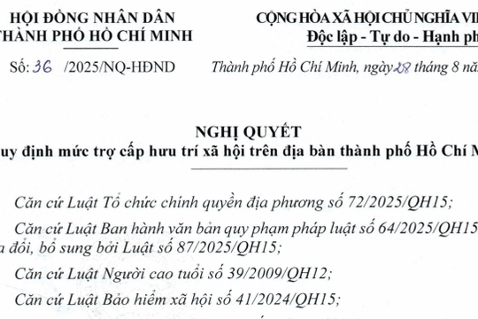 Đã có Nghị quyết 36/2025/NQ-HĐND về mức trợ cấp hưu trí xã hội trên địa bàn TP.HCM
