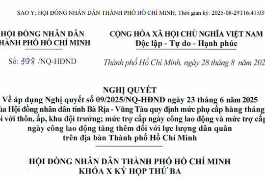 Nghị quyết 398: Chính sách mới về mức trợ cấp đối với lực lượng dân quân sau khi sáp nhập tỉnh tại TPHCM