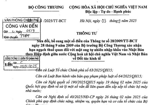 Thông tư 48/2025/TT-BCT sửa đổi Thông tư 28/2009/TT-BCT về hạn ngạch thuế quan đối với mật ong tự nhiên xuất khẩu Nhật Bản