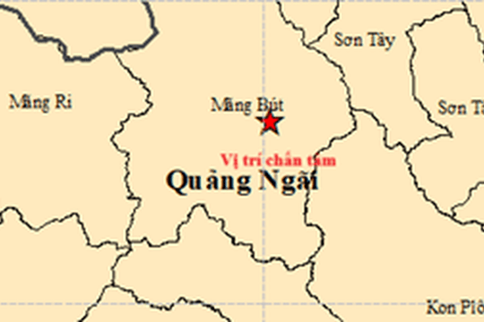 Động đất 4,5 độ và 3 độ ở Quảng Ngãi