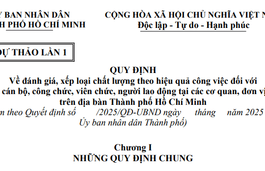 Đã có dự thảo Quy định đánh giá xếp loại cán bộ công chức viên chức theo hiệu quả công việc tại TPHCM