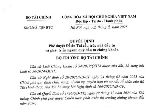 Quyết định 3168/QĐ-BTC: Đề án Tái cấu trúc nhà đầu tư và phát triển ngành quỹ đầu tư chứng khoán