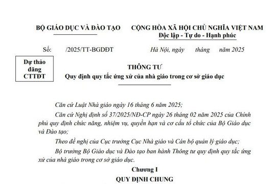 Cập nhật dự thảo Thông tư quy tắc ứng xử của nhà giáo trong cơ sở giáo dục