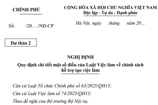 Cập nhật dự thảo Nghị định hướng dẫn Luật Việc làm về chính sách hỗ trợ tạo việc làm