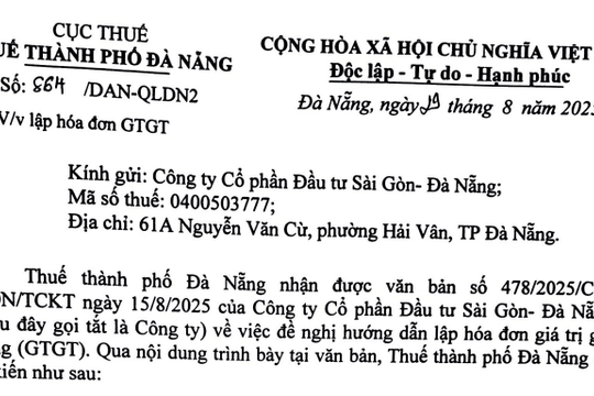 Công văn 537/DAN-QLDN2 hướng dẫn mới về việc lập hóa đơn giá trị gia tăng