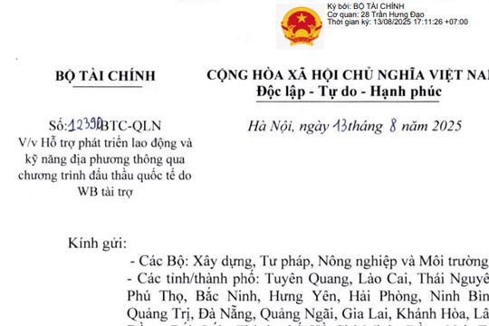 Công văn 12390/BTC-QLN: Hỗ trợ phát triển lao động kỹ năng địa phương thông qua chương trình đấu thầu quốc tế