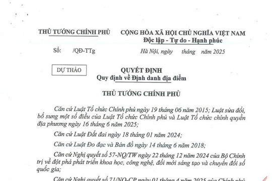 Cập nhật dự thảo Quyết định quy định về định danh địa điểm