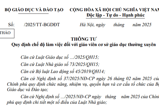Đã có dự thảo Thông tư về chế độ làm việc với giáo viên cơ sở giáo dục thường xuyên