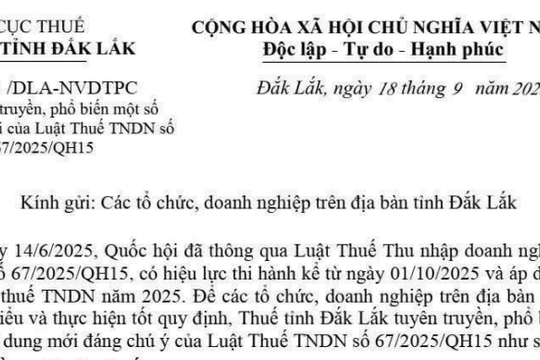 Công văn 849/DLA-NVDTPC các điểm mới của Luật Thuế thu nhập doanh nghiệp 2025 (Luật số 67/2025/QH15)