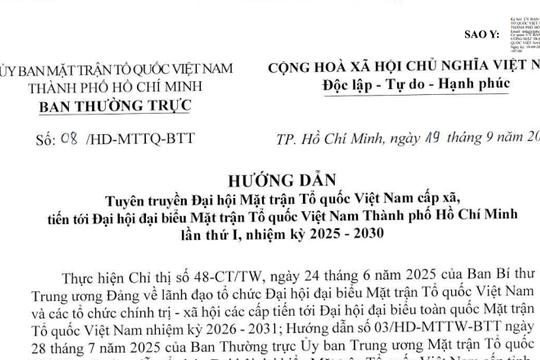 Đã có Hướng dẫn 08/HD-MTTQ-BТТ tuyên truyền Đại hội Mặt trận Tổ quốc Việt Nam cấp xã tại TPHCM