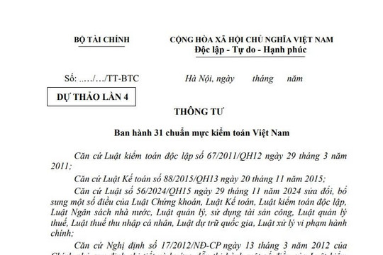 Cập nhật dự thảo Thông tư ban hành 31 chuẩn mực kiểm toán Việt Nam