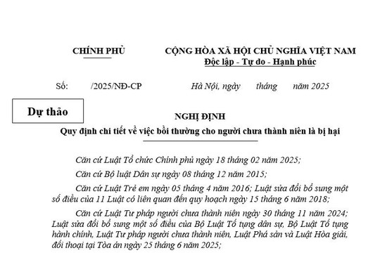 Cập nhật dự thảo Nghị định về bồi thường cho người chưa thành niên là bị hại