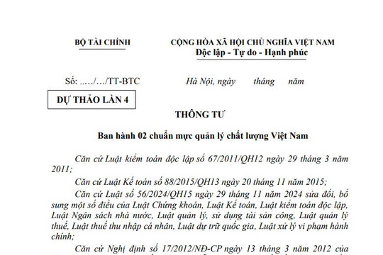 Cập nhật dự thảo Thông tư ban hành 02 chuẩn mực quản lý chất lượng Việt Nam