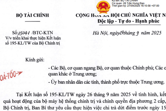 Đã có Công văn 15041/BTC-KTN (hỏa tốc) chi trả chế độ Nghị định 178, 67 cho CBCCVC theo Kết luận 195