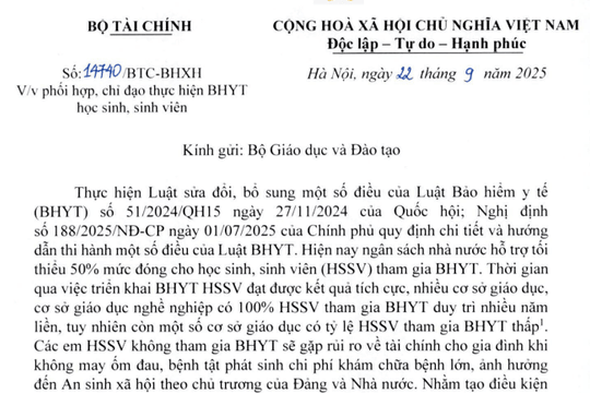 Công văn 14740/BTC-BHXH về phối hợp chỉ đạo thực hiện BHYT học sinh sinh viên