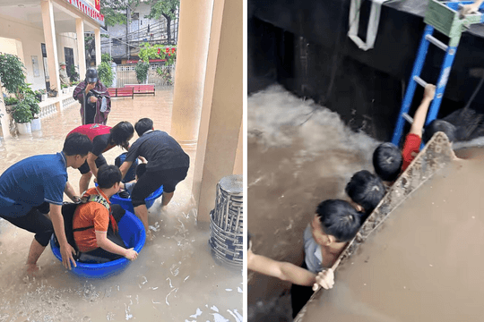 Loạt hình ảnh xúc động pha chút hài hước trong ngày Hà Nội ngập nặng