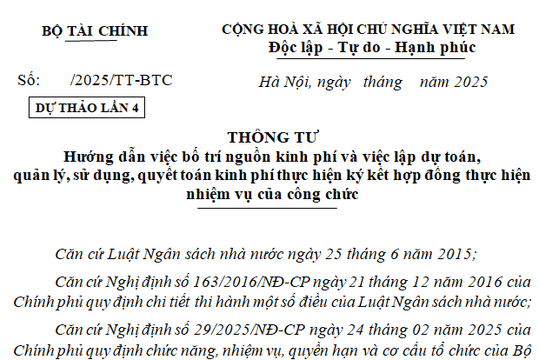 Đã có dự thảo Thông tư hướng dẫn kinh phí thực hiện hợp đồng nhiệm vụ công chức