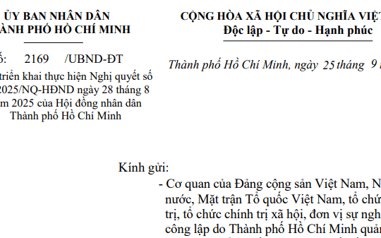 Công văn 2169/UBND-ĐT hướng dẫn chính sách hỗ trợ tiền thuê nhà cho CBCCVC tại TPHCM