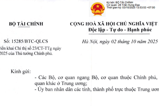 Toàn văn Công văn 15285/BTC-QLCS hướng dẫn Chỉ thị 23 về Tổng kiểm kê tài sản công tại cơ quan tổ chức