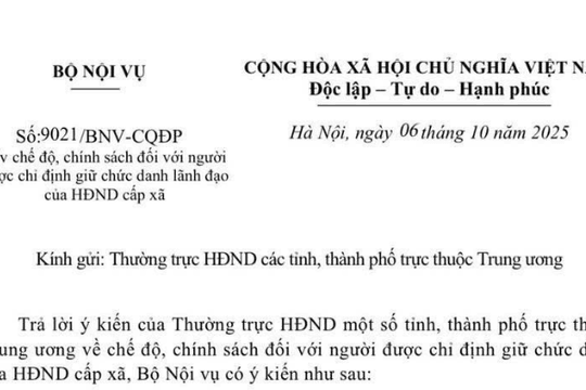 Đã có Công văn 9021/BNV-CQĐP chế độ chính sách đối với người được chỉ định giữ chức danh lãnh đạo của HĐND cấp xã