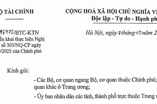 Công văn 15472/BTC-KTN hướng dẫn Nghị quyết 303 hoàn thành chi trả chế độ cho CBCCVC trước 10/10
