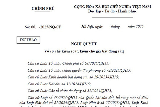 Đã có Dự thảo Nghị quyết về cơ chế kiểm soát giá bất động sản