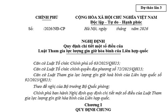 Đã có dự thảo Nghị định hướng dẫn Luật Tham gia lực lượng gìn giữ hòa bình của Liên hợp quốc 2025