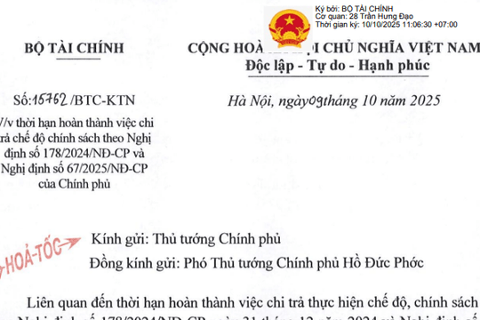 Toàn văn Công văn 15762/BTC-KTN (hỏa tốc) thời hạn hoàn thành chi trả chế độ chính sách theo Nghị định 178, 67