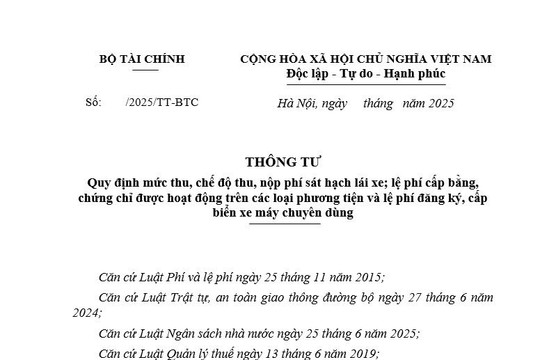 Cập nhật dự thảo Thông tư quy định mức phí sát hạch lái xe