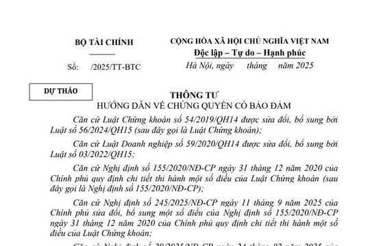 Cập nhật dự thảo Thông tư hướng dẫn về chứng quyền có bảo đảm